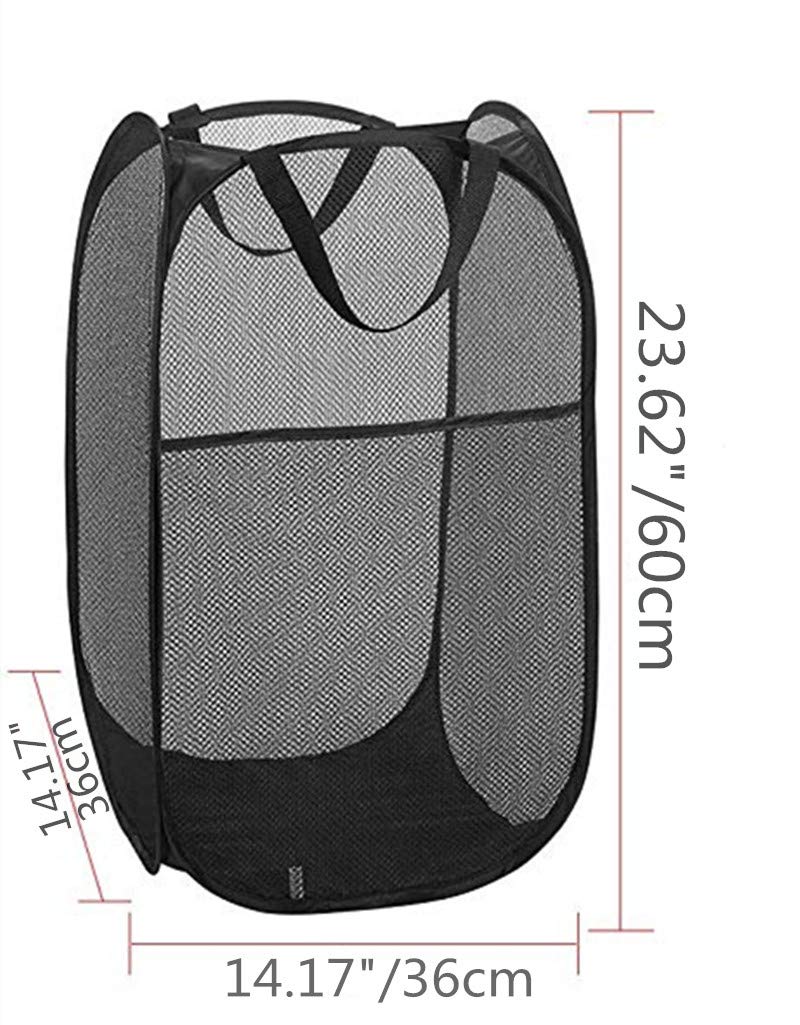 DurReus Foldable Large Pop Up Laundry Hamper with Pocket for Dirty Clothes,Sporting Goods,Baby Toys,Dorm Laundry Basket Rectangle Black - Image 2